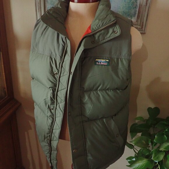LL Bean Vest Men's L Goose Down Puffer Snap Pockets Outerwear - MINT - Picture 6 of 8